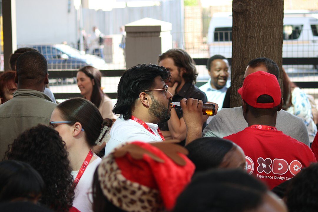 Diverse local community members gathered for an interview